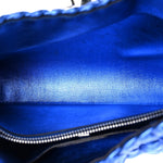 Metallic Woven Calfskin Trifolio Shoulder Bag Bluette