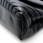 Calfskin Y Quilted Monogram Monochrome Medium Loulou Chain Satchel Black