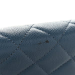 Shiny Caviar Quilted Enamel CC Wallet On Chain WOC Blue