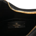 Satin Crystal Mini Vlogo Moon Bag Black