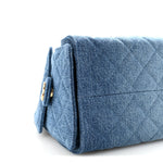 Washed Denim Quilted Small Chanel 25 Handbag Blue