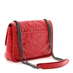 Crinkled Calfskin Matelasse Monogram Baby Niki Chain Satchel Rouge Eros