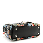 Satin Lambskin Embroidered Beaded Mini Lady Dior Black Multicolor