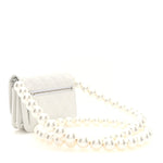 Lambskin Quilted Mini Pearl Wallet On Chain WOC White