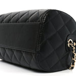 Caviar Quilted Barrel Clutch With Chain Black