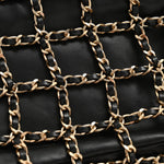 Lambskin Chain Frame Shoulder Bag Black