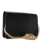 Textured Calfskin Script Logo Wallet On Chain Black