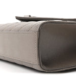 Grain De Poudre Textured Mixed Matelasse Medium Triquilt Monogram Satchel Greyish Brown