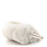 Shearling Sheepskin Lambskin Quilted Clutch With Chain White