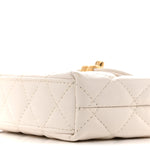 Shiny Aged Calfskin Quilted Mini Nano Kelly Shopper White