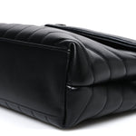 Calfskin Y Quilted Monogram Small Loulou Chain Satchel Black