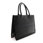 Calfskin Embossed Medium Book Tote Black