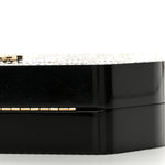 Plexiglass Crystal Quilted Minaudiere Clutch Black White