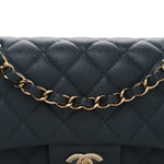 Caviar Quilted Small Double Flap Dark Grey