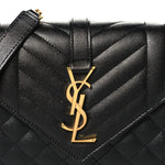 Grain De Poudre Textured Mixed Matelasse Triquilt Small Monogram Satchel Black