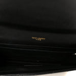 Grain De Poudre Matelasse Chevron Monogram Envelope Clutch Black