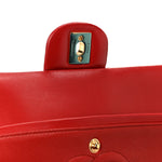 Lambskin Quilted Medium Double Flap Red