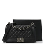 Calfskin Quilted Medium Boy Flap Black