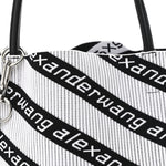 Knit Jacquard Diagonal Logo Roxy Tote White Black