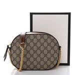GG Supreme Monogram Cuoio Toscano Mini Chain Shoulder Bag Beige Ebony Cuir