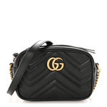 Calfskin Matelasse Mini GG Marmont Chain Shoulder Bag Black
