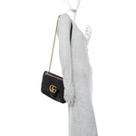 Calfskin Matelasse Medium GG Marmont Shoulder Bag Black