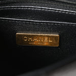 Metallic Mirror Calfskin Mini Top Handle Clutch With Chain  Black