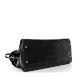 Crumpled Grained Calfskin Quilted CC Crave Tote Black