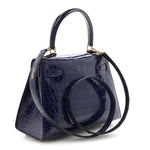 Shiny Alligator Mini Kelly Sellier 20 Bleu Roi
