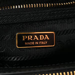 Jacquard Saffiano Triangolo Symbole Embroidered Mini Galleria Double Zip Tote Black Corda