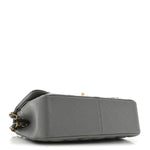 Caviar Quilted Jumbo Double Flap Grey