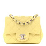 Lambskin Quilted Mini Square Flap Yellow
