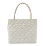 Caviar Quilted Medallion Tote White