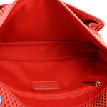Perforated Calfskin Large Up In The Air Flap Red