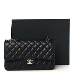 Lambskin Quilted Medium Double Flap Black