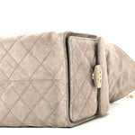 Suede Quilted Medium Chanel 25 Handbag Grey