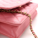 Caviar Quilted Wallet on Chain WOC Pink