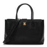 Calfskin Cerf Executive Shopper Tote Black
