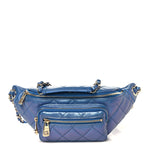 Iridescent Calfskin Quilted All About Waist Belt Bag Dark Blue