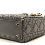 Metallic Lambskin Cannage Small My ABCDior Lady Dior Dark Silver