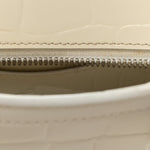 Semi Shiny Calfskin Crocodile Embossed Neo Classic Silver Hardware Nano City Crossbody White