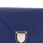 Grained Calfskin Diorama Wallet On Chain Blue