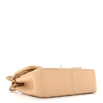 Caviar Quilted Jumbo Double Flap Beige