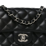 Lambskin Quilted Mini Rectangular Flap Black