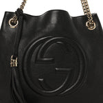 Pebbled Calfskin Medium Soho Chain Shoulder Bag Black