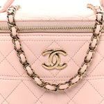 Caviar Quilted Top Handle Vanity With Chain Light Pink