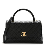 Caviar Quilted Small Coco Handle Flap Black