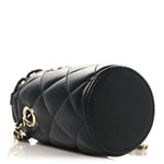 Lambskin Quilted Mini Bucket Bag With Chain Black