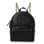 Pebbled Calfskin Soho Chain Backpack Black