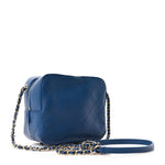 Calfskin Stitched Enamel CC Camera Case Bag Blue